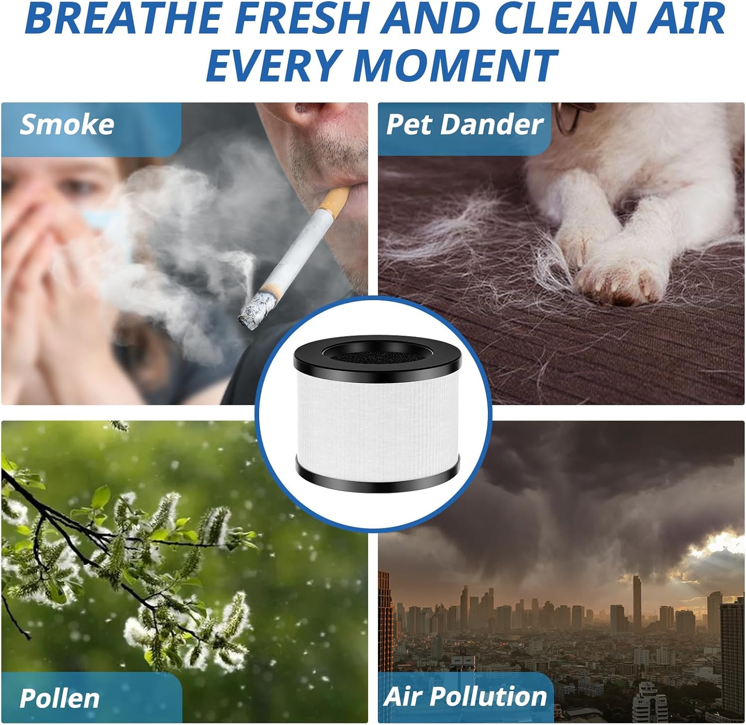 2 Pack TZ-K1 Replacement Filter Compatible with ToLife TZ-K1 Air Puri-fier, MK01 MK06 and FreAire KN6391 Air Purifi-ers, 3-in-1 H13 HEPA Filter, Activated Carbon and Pre-filter, 360° Rotating Filter - Image 8