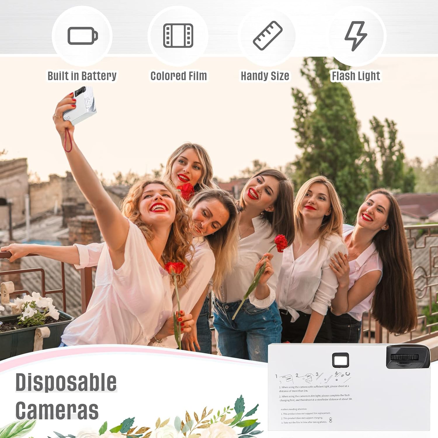 4 Pcs Disposable Camera Single Use Film Camera One Time Camera for Photography with Flash Color Film for Wedding, Anniversary, Travel, Camp, Party Supplies, Birthday Gift (Stylish Style) - Image 6